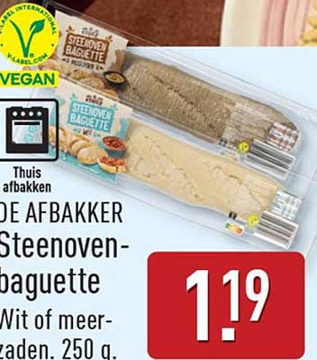 DE AFBAKKER Steenoven-baguette Wit of meerzaden, 250 g