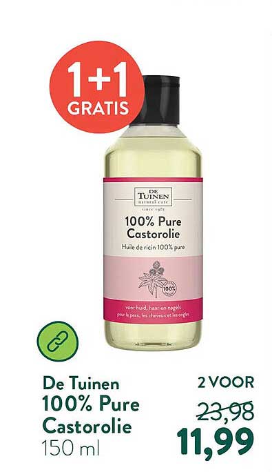 De Tuinen 100% Pure Castorolie 150 ml 1+1 GRATIS