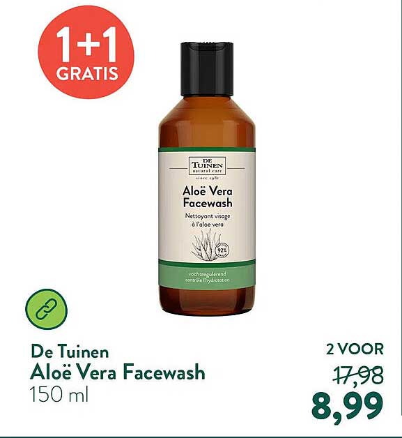 De Tuinen Aloë Vera Facewash 1+1 GRATIS