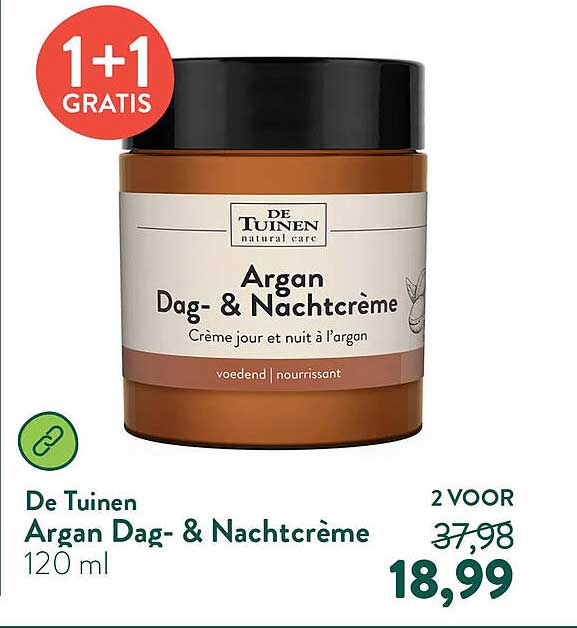De Tuinen Argan Dag- & Nachtcrème 1+1 gratis