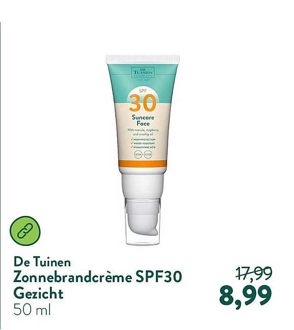 De Tuinen Zonnebrandcrème SPF30 Gezicht 50 ml