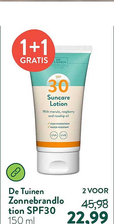 De Tuinen Zonnebrandlotion SPF30 150 ml 1+1 GRATIS