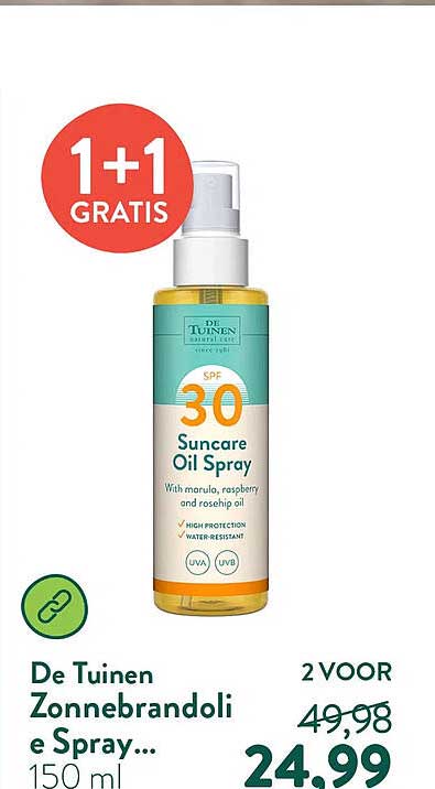 De Tuinen Zonnebrandolie Spray... 1+1 gratis