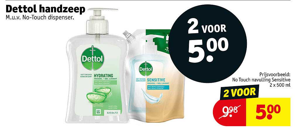 Dettol handzeep M.U.V. No-Touch dispenser. 2 VOOR