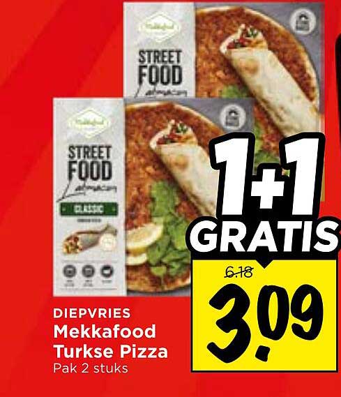 Diepvries Mekkfood Turkse Pizza Pak 2 stuks 1+1 GRATIS