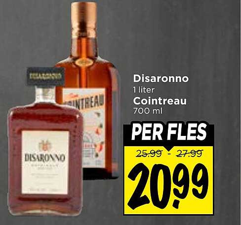 Disaronno 1 liter Cointreau 700 ml PER FLES