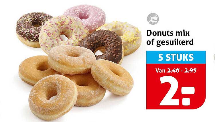 Donuts mix of gesuikerd 5 STUKS