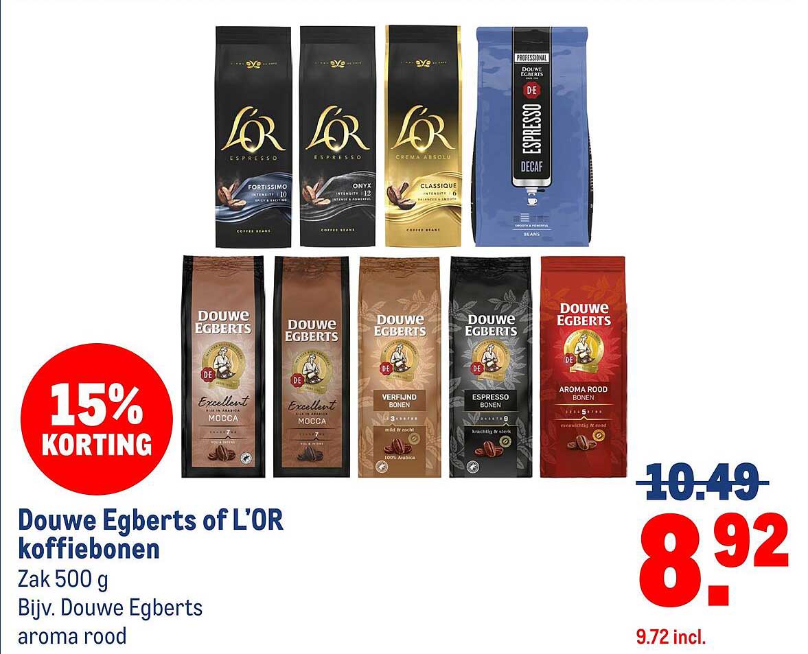 Douwe Egberts of L'OR koffiebonen