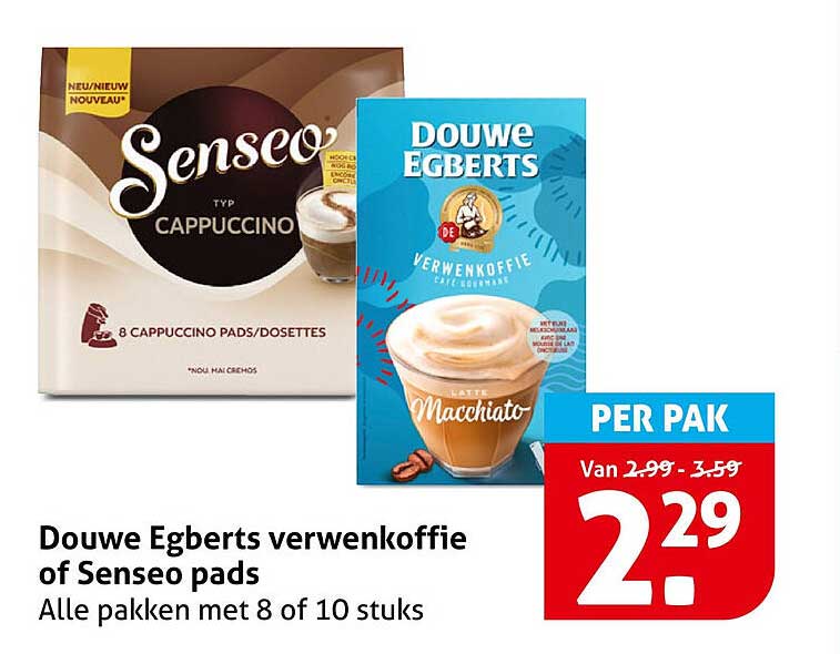 Douwe Egberts verwenkoffie of Senseo pads Alle pakken met 8 of 10 stuks
