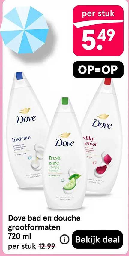 Dove bad en douche grootformaten 720 ml
