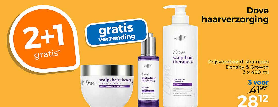 Dove haarverzorging 2+1 gratis