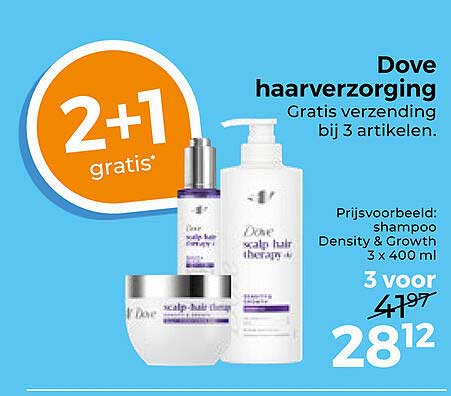 Dove haarverzorging Gratis verzending bij 3 artikelen. 2+1 gratis