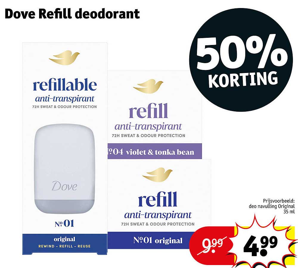 Dove Refill deodorant 50% korting