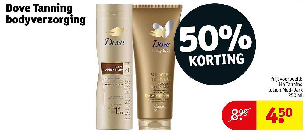 Dove Tanning bodyverzorging 50% KORTING