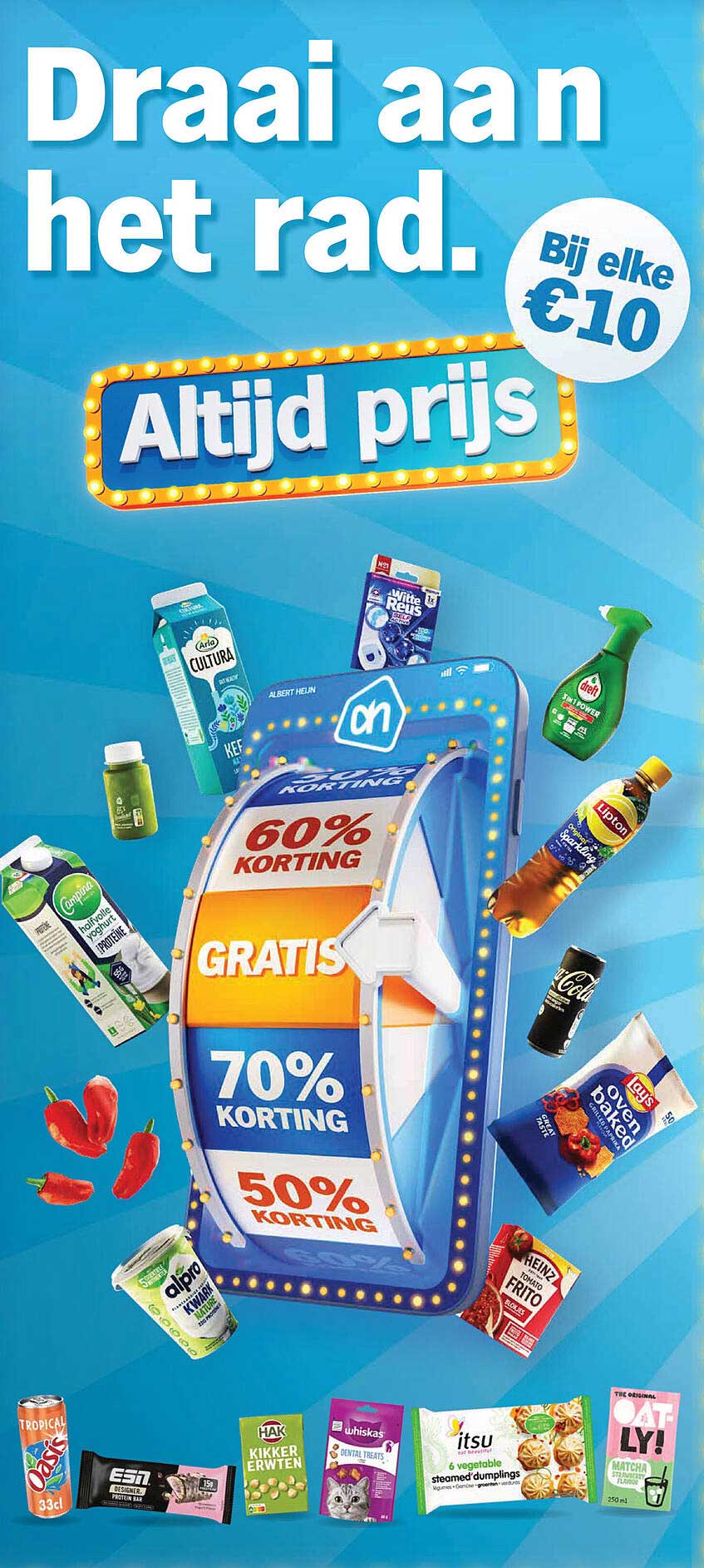 Draai aan het rad. Altijd prijs Bij elke €10