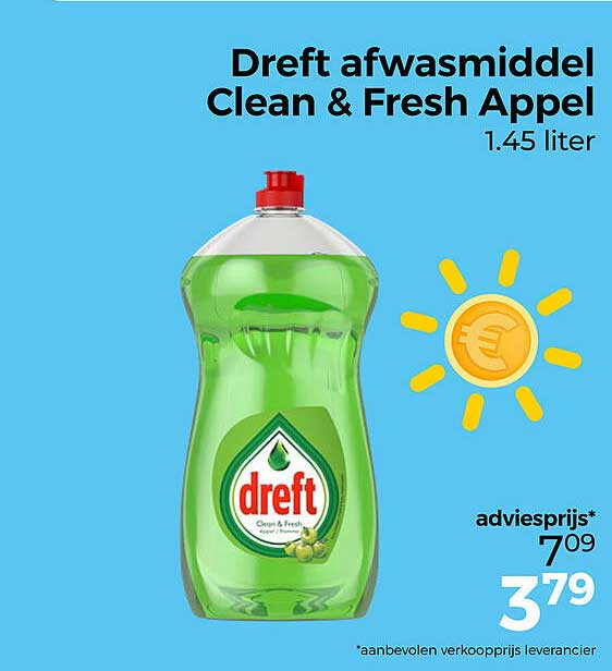 Dreft afwasmiddel Clean & Fresh Appel 1.45 liter