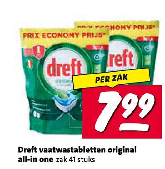 Dreft vaatwastabletten original all-in one zak 41 stuks PER ZAK