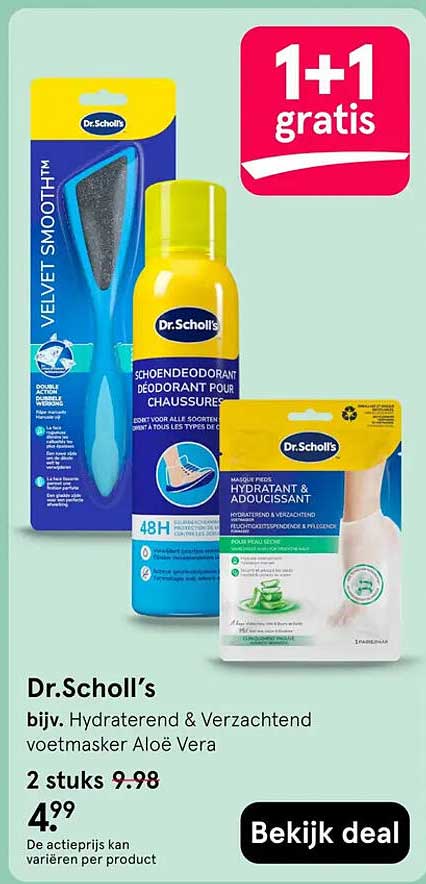 Dr.Scholl’s bijv. Hydraterend & Verzachtend voetmasker Aloë Vera 1+1 gratis
