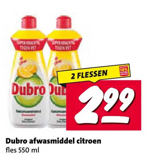 Dubro afwasmiddel citroen fles 550 ml 2 flessen