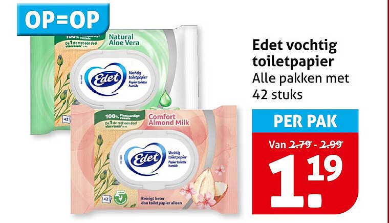 Edet vochtig toiletpapier Alle pakken met 42 stuks