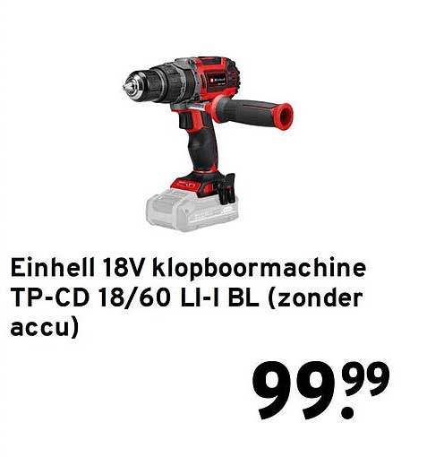 Einhell 18V klopboormachine TP-CD 18/60 LI-I BL (zonder accu)