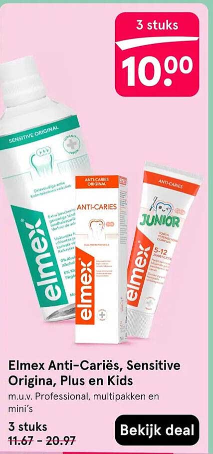 Elmex Anti-Cariës, Sensitive Origina, Plus en Kids