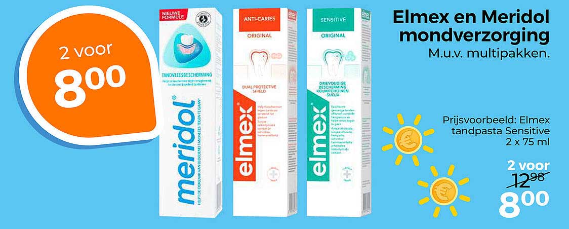 Elmex en Meridol mondverzorging M.u.v. multipakken. 2 voor 8,00