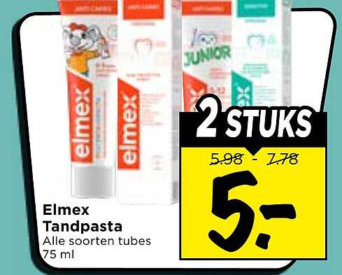 Elmex Tandpasta Alle soorten tubes 75 ml 2 STUKS