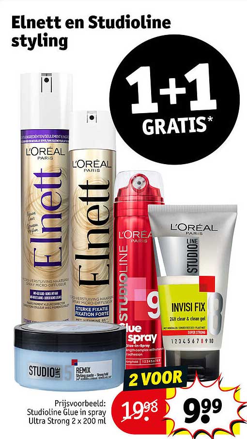 Elnett en Studioline styling 1+1 GRATIS*