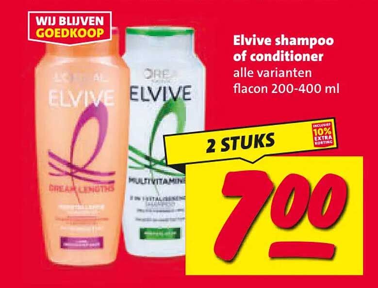 Elvive shampoo of conditioner alle varianten flacon 200-400 ml 2 STUKS