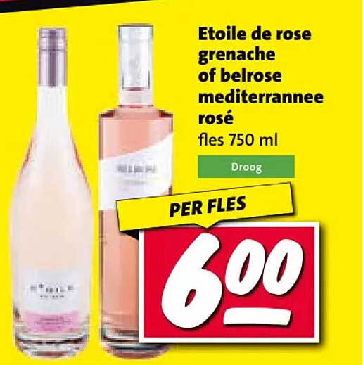 Etoile de rose grenache of belrose mediterranee rosé fles 750 ml