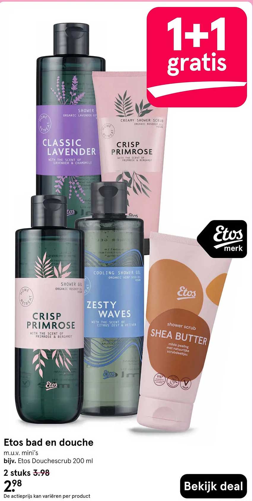 Etos bad en douche 2 stuks 2.98