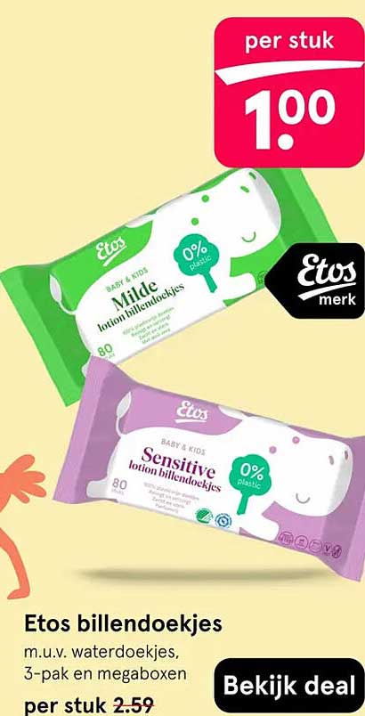 Etos billendoekjes m.u.v. waterdoekjes, 3-pak en megaboxen