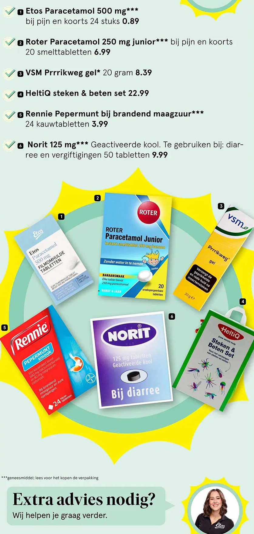 Etos Paracetamol 500 mg*** bij pijn en koorts 24 stuks