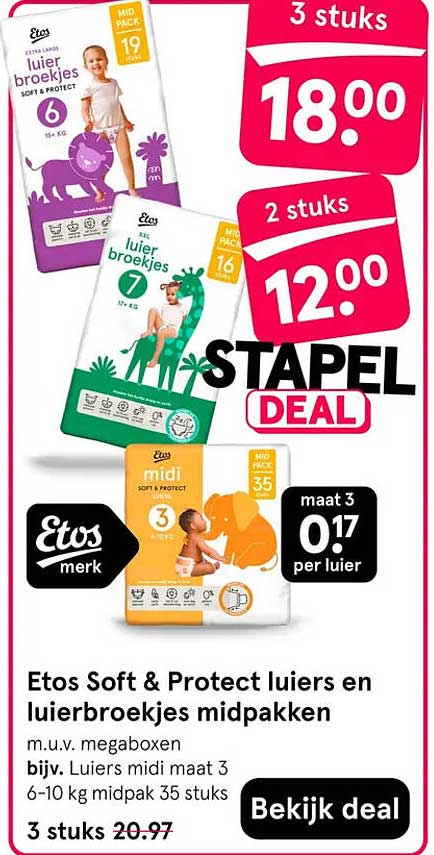 Etos Soft & Protect luiers en luierbroekjes midpakken