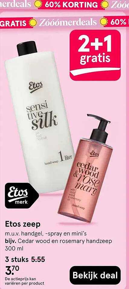 Etos zeep 2+1 gratis