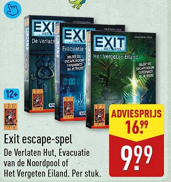 Exit escape-spel De Verlaten Hut, Evacuatie van de Noordpool of Het Vergeten Eiland. Per stuk.