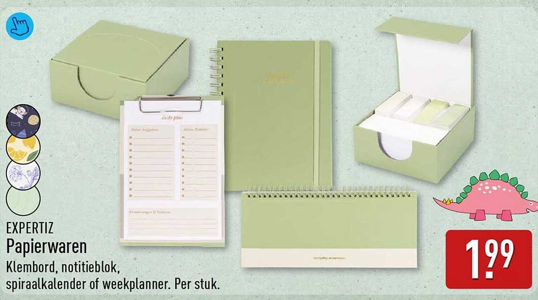 EXPERTIZ Papierwaren Klemboord, notitieblok, spiraalkalender of weekplanner. Per stuk.