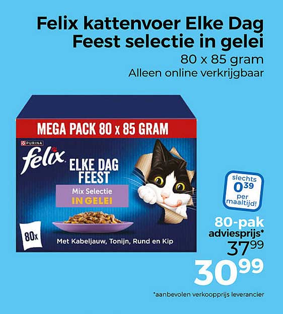 Felix kattenvoer Elke Dag Feest selectie in gelei 80 x 85 gram