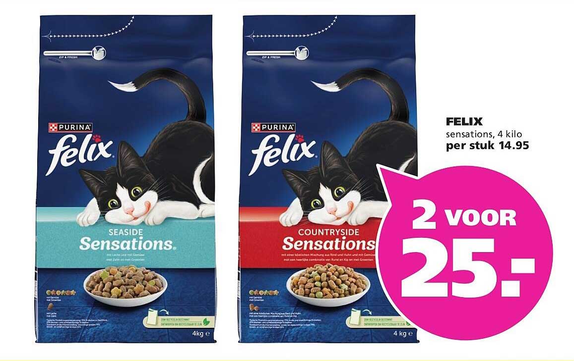 FELIX sensations, 4 kilo per stuk 14.95 2 voor 25,-
