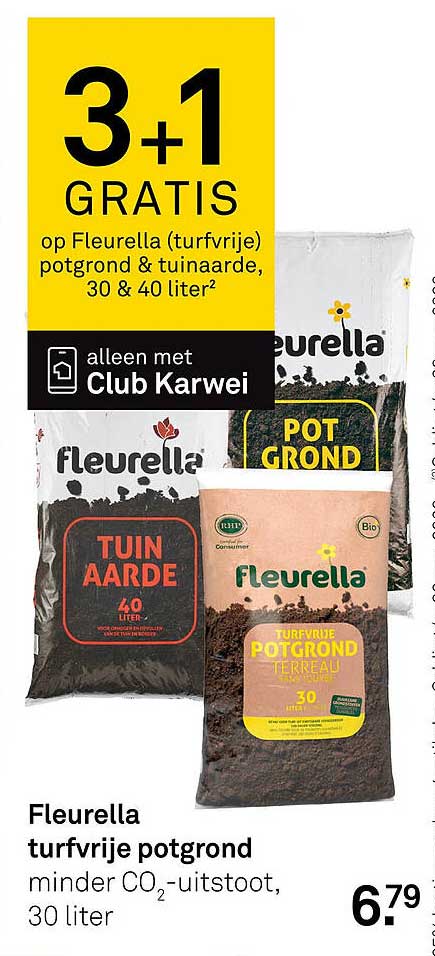Fleurella turfvrije potgrond 3+1 GRATIS