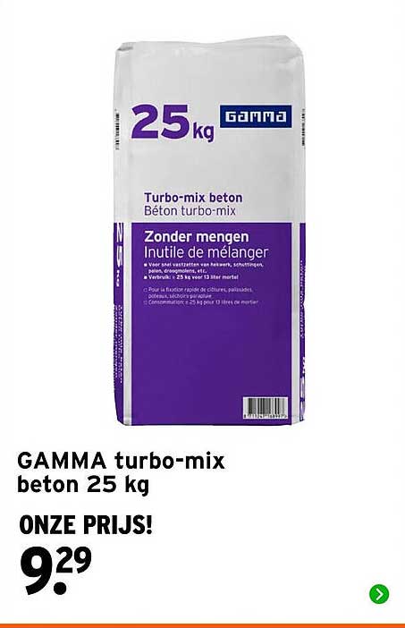 GAMMA turbo-mix beton 25 kg ONZE PRIJS!