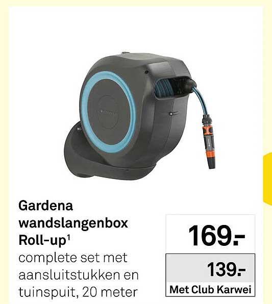 Gardena wandslangenbox Roll-up¹ complete set met aansluitstukken en tuinspuit, 20 meter