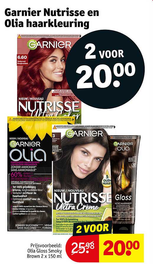 Garnier Nutrisse en Olia haarkleuring 2 voor 20.00