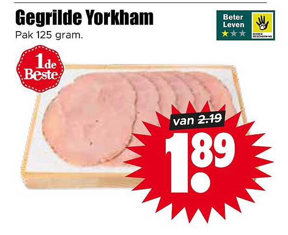 Gegrilde Yorkham Pak 125 gram. 1de Beste