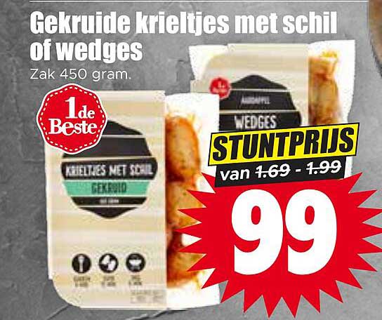 Gekruide krieltjes met schil of wedges