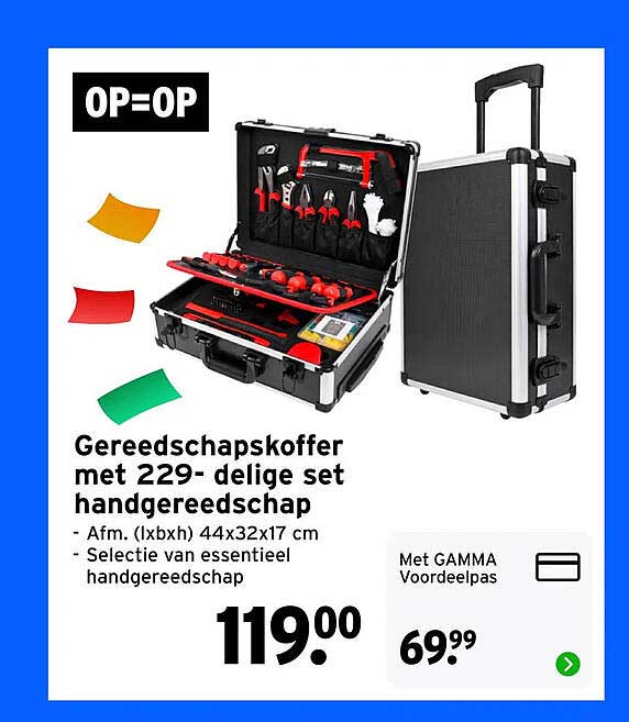 Gereedschapskoffer met 229-delige set handgereedschap