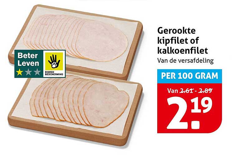 Gerookte kipfilet of kalkoenfilet