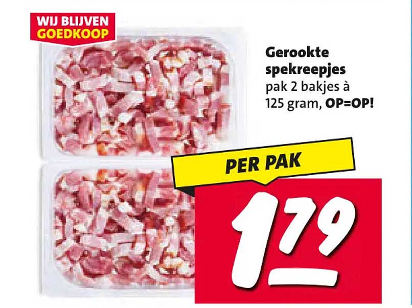Gerookte spekreepjes pak 2 bakjes à 125 gram, OP=OP! PER PAK
