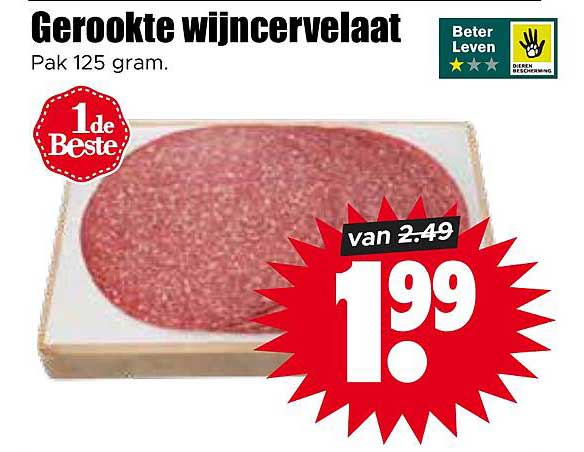 Geroookte wijncervelaat Pak 125 gram.